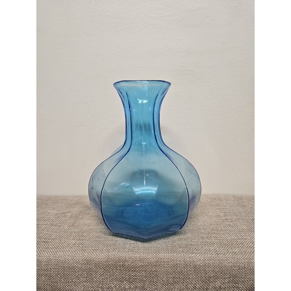 Vintage Unique Tiara Aqua Blue Vase 8"  Tall With Bubbles